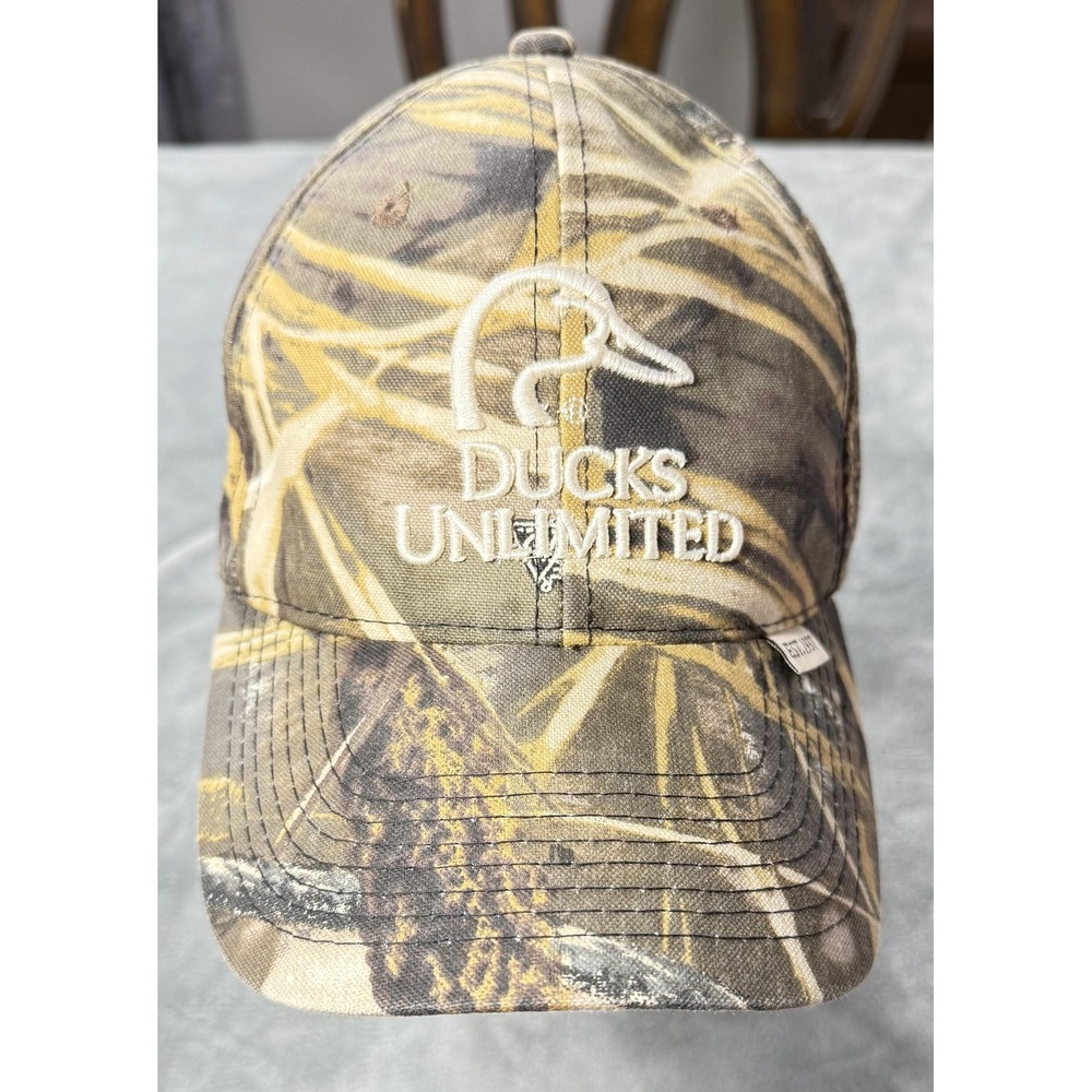 Ducks Unlimited Hat Cap Strap Back One Size Brown Camo Hunting Mens Outdoor